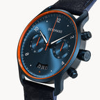 SORPASSO CHRONOGRAPH VELOCITÀ BLUE ORANGE - Leather Dark blue Classic - Detomaso Watches