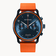 SORPASSO CHRONOGRAPH VELOCITÀ BLUE ORANGE - Ocean Plastic Orange Woven - Detomaso Watches