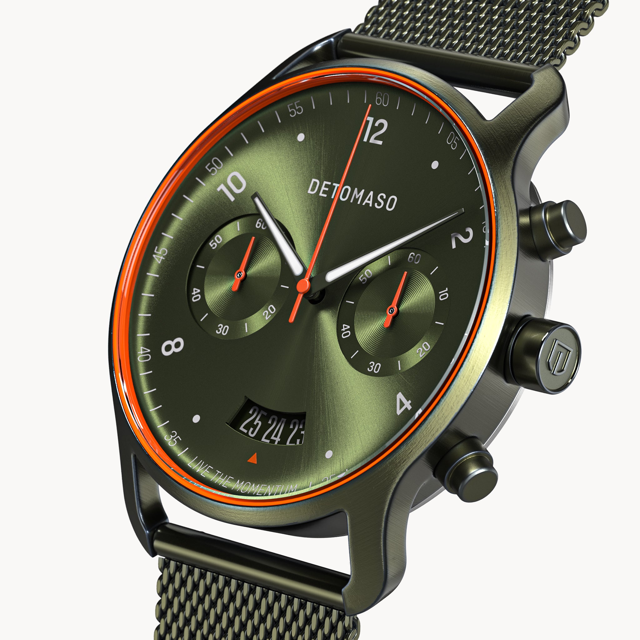 SORPASSO CHRONOGRAPH VELOCITÀ OLIVE - Mesh Olive Brushed - Detomaso Watches