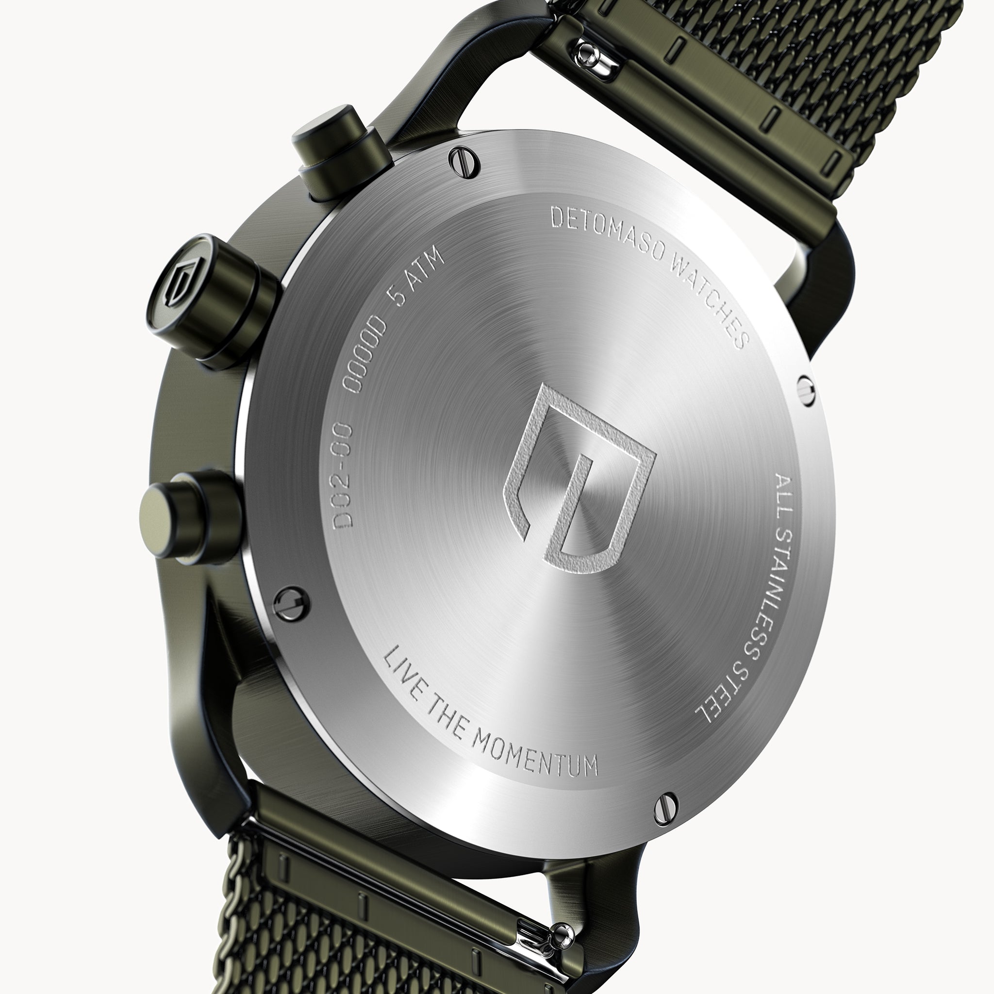 SORPASSO CHRONOGRAPH VELOCITÀ OLIVE - Mesh Olive Brushed - Detomaso Watches