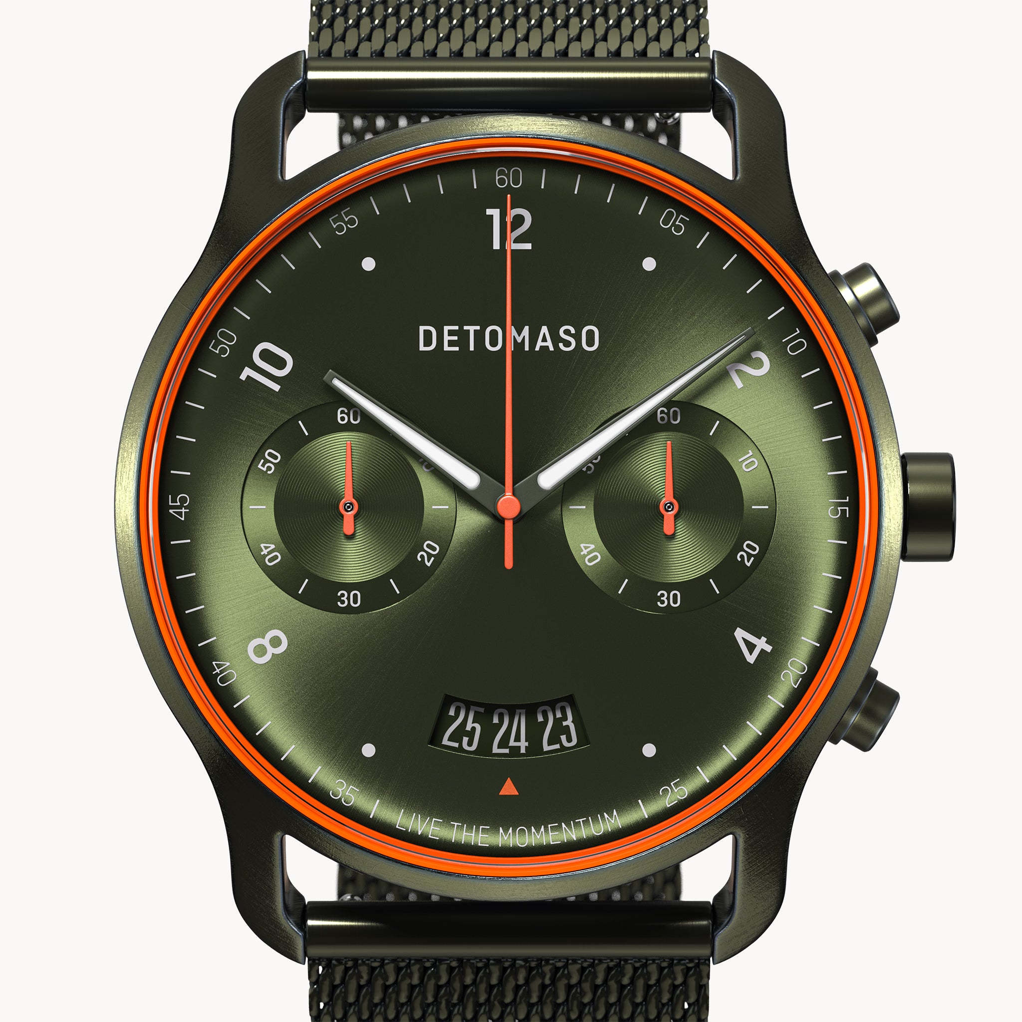 SORPASSO CHRONOGRAPH VELOCITÀ OLIVE - Mesh Olive Brushed - Detomaso Watches