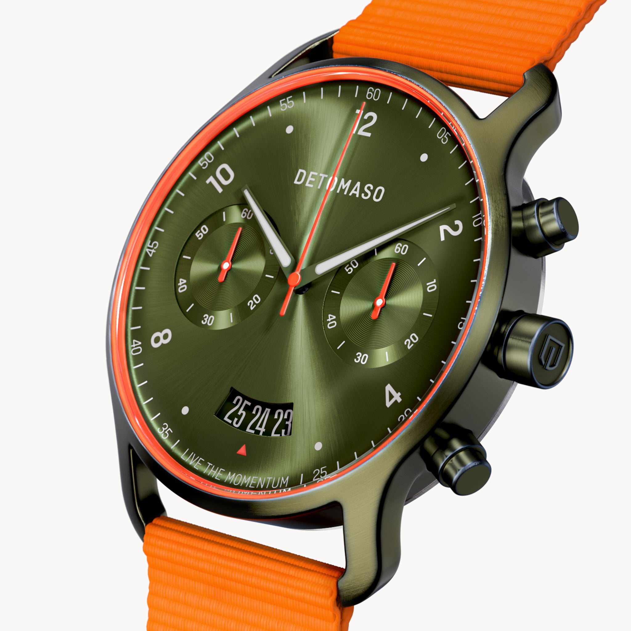 DeTomaso D10 Chronograaf Olive Orange Herenhorloge, analoog DeTomaso D10 Chronograaf Olive Orange Herenhorloge, analoog