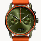 SORPASSO CHRONOGRAPH VELOCITÀ OLIVE - Ocean Plastic Orange Woven - Detomaso Watches