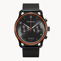 SORPASSO CHRONOGRAPH VELOCITÀ BLACK ORANGE - Mesh Black Brushed Matte - Detomaso Watches