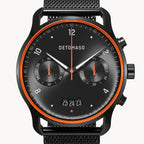SORPASSO CHRONOGRAPH VELOCITÀ BLACK ORANGE - Mesh Black Brushed Matte - Detomaso Watches