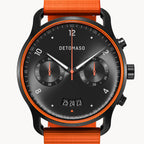SORPASSO CHRONOGRAPH VELOCITÀ BLACK ORANGE - Ocean Plastic Orange Woven - Detomaso Watches
