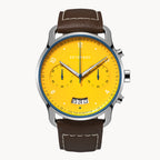SORPASSO CHRONOGRAPH GIALLO - Leather Dark brown Ecru - Detomaso Watches
