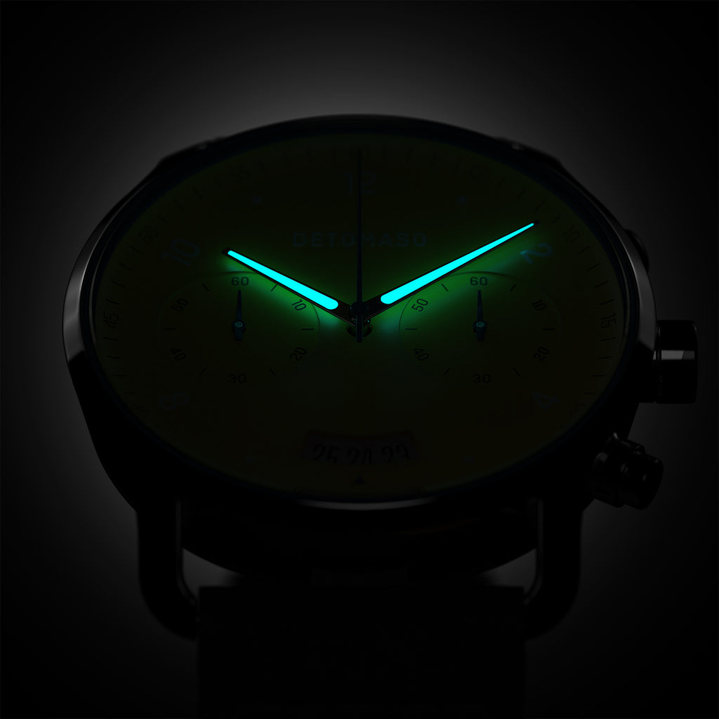 SORPASSO CHRONOGRAPH GIALLO - Leather Dark brown Ecru - Detomaso Watches