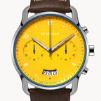 SORPASSO CHRONOGRAPH GIALLO - Leather Dark brown Ecru - Detomaso Watches
