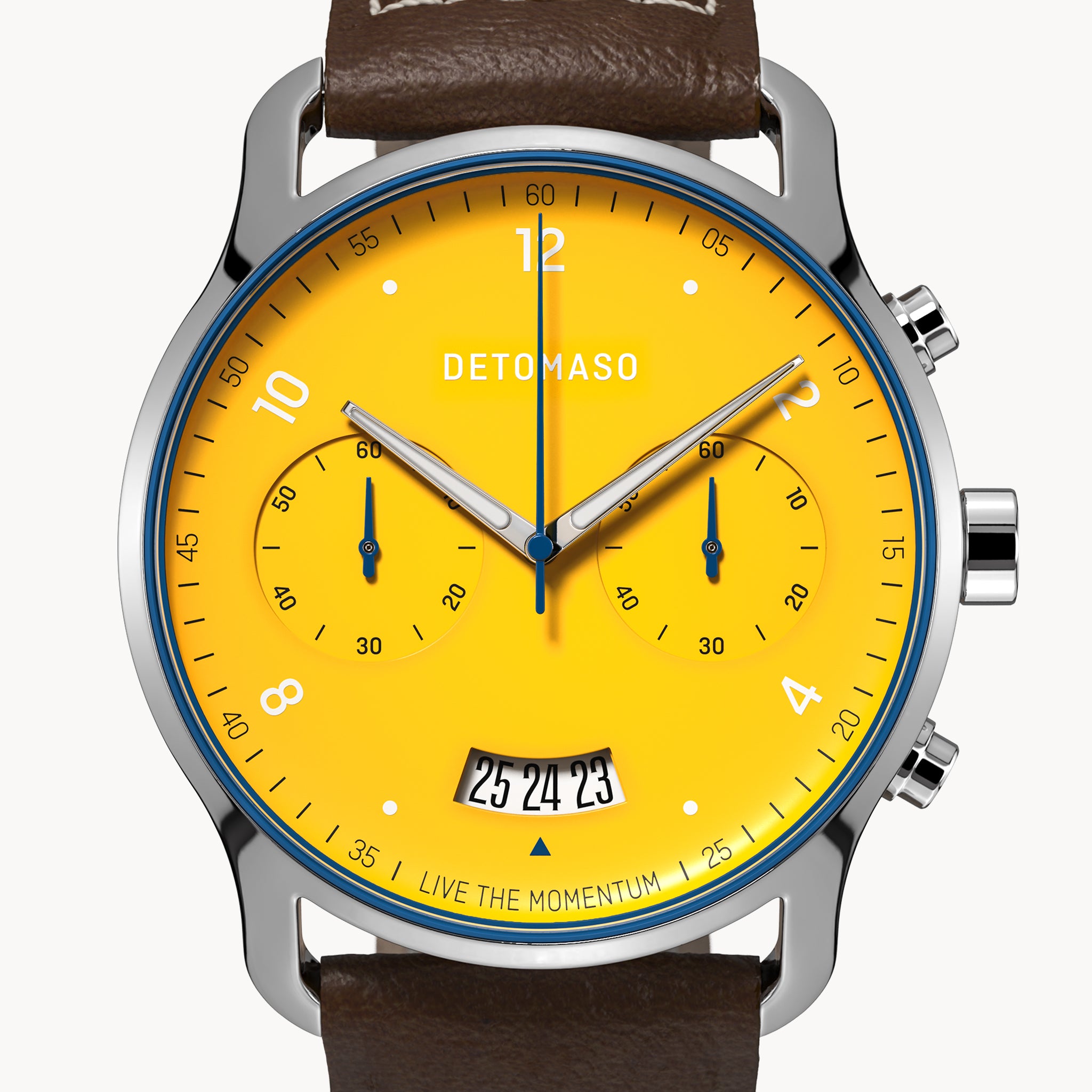 SORPASSO CHRONOGRAPH GIALLO - Leather Dark brown Ecru - Detomaso Watches