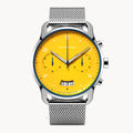 SORPASSO CHRONOGRAPH GIALLO - Mesh Silver Glossy - Detomaso Watches
