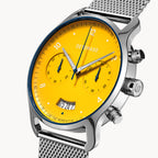 SORPASSO CHRONOGRAPH GIALLO - Mesh Silver Glossy - Detomaso Watches