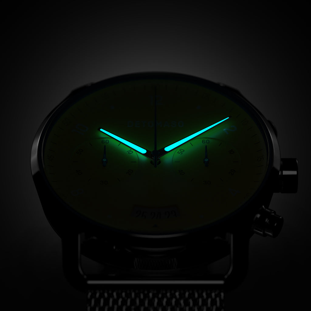 SORPASSO CHRONOGRAPH GIALLO - Mesh Silver Glossy - Detomaso Watches