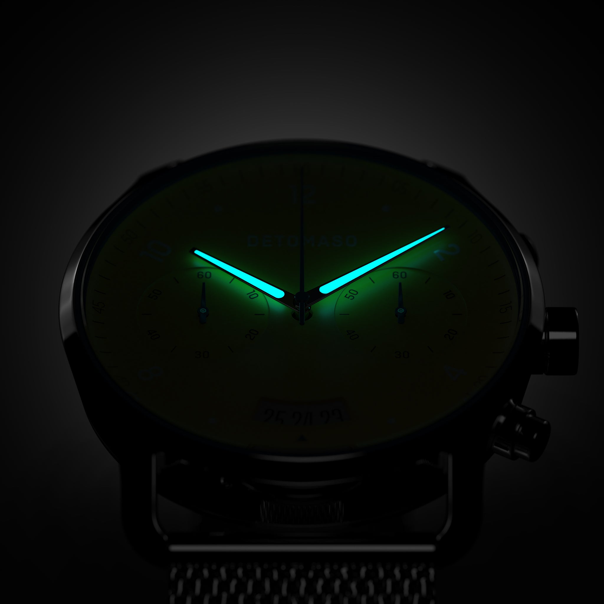 SORPASSO CHRONOGRAPH GIALLO - Mesh Silver Glossy - Detomaso Watches