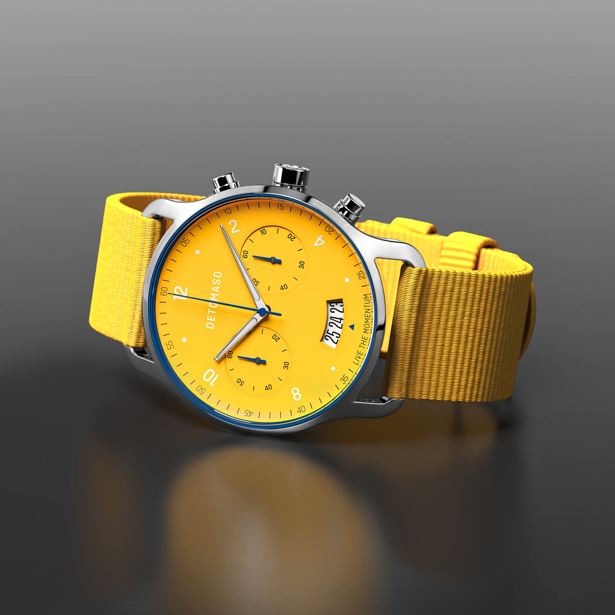 SORPASSO CHRONOGRAPH GIALLO - Ocean Plastic Yellow Woven - Detomaso Watches