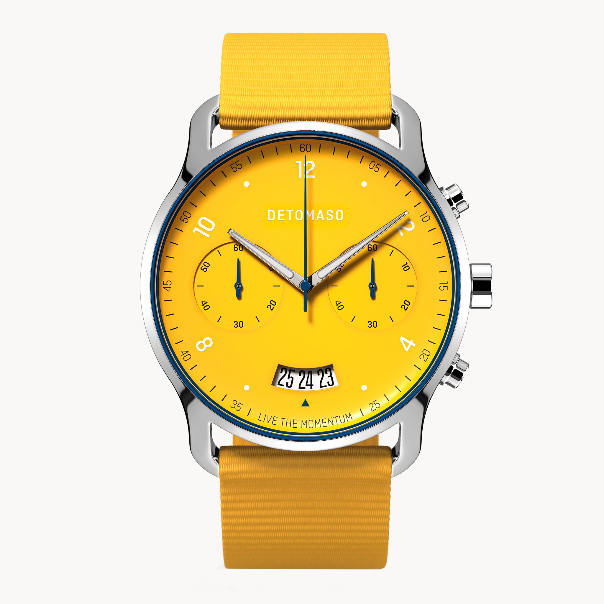 SORPASSO CHRONOGRAPH GIALLO - Ocean Plastic Yellow Woven - Detomaso Watches