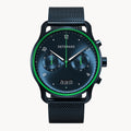 SORPASSO CHRONOGRAPH VELOCITÀ BLUE GREEN - Mesh Dark blue Brushed - Detomaso Watches