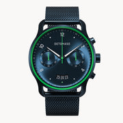 SORPASSO CHRONOGRAPH VELOCITÀ BLUE GREEN - Mesh Dark blue Brushed - Detomaso Watches