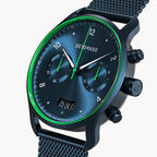 SORPASSO CHRONOGRAPH VELOCITÀ BLUE GREEN - Mesh Dark blue Brushed - Detomaso Watches
