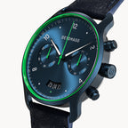SORPASSO CHRONOGRAPH VELOCITÀ BLUE GREEN - Leather Dark blue Classic - Detomaso Watches