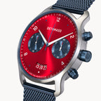 SORPASSO CHRONOGRAPH MACCHINA SILVER - Mesh Dark blue Brushed - Detomaso Watches