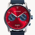 SORPASSO CHRONOGRAPH MACCHINA SILVER - Mesh Dark blue Brushed - Detomaso Watches