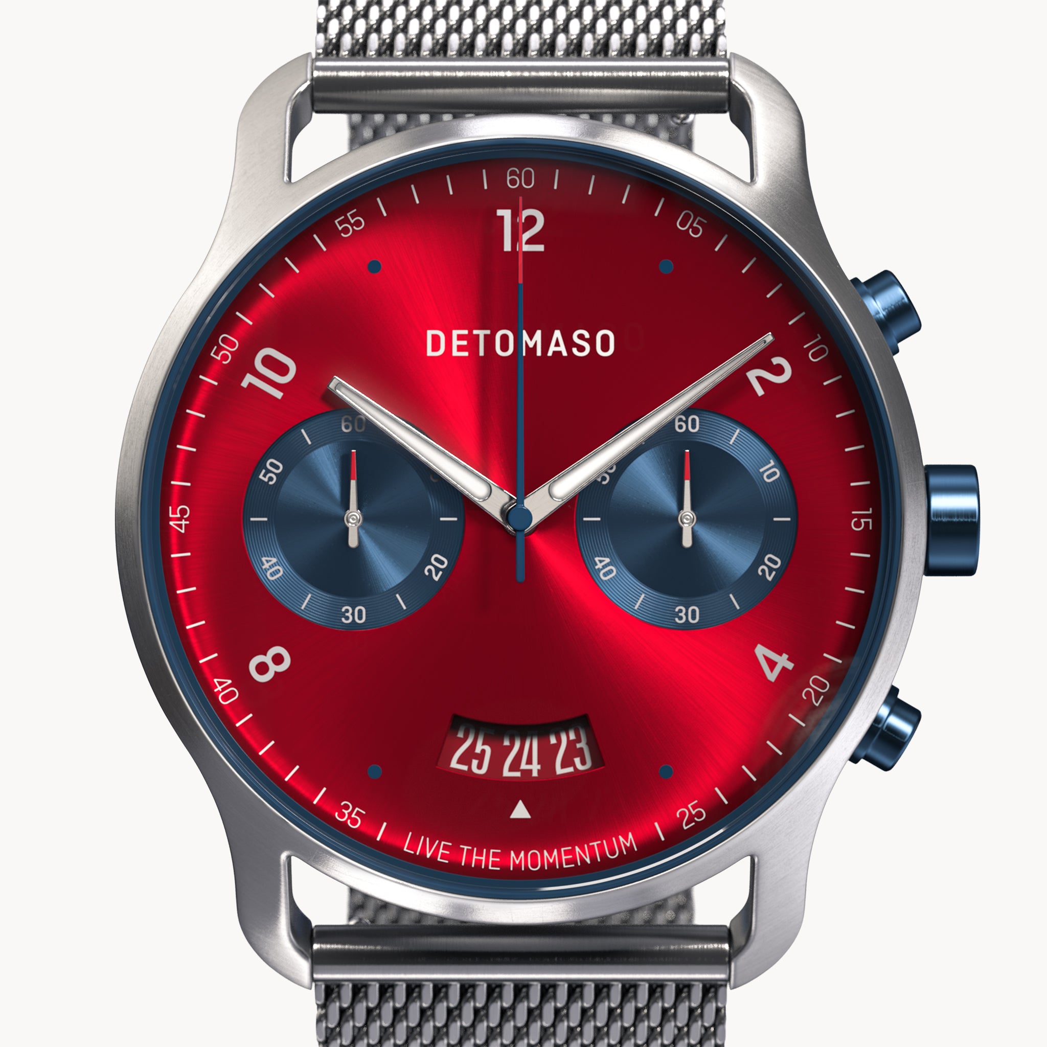 SORPASSO CHRONOGRAPH MACCHINA SILVER - Mesh Silver Brushed - Detomaso Watches