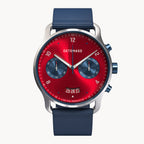 SORPASSO CHRONOGRAPH MACCHINA SILVER - Ocean Plastic Dark blue Woven - Detomaso Watches
