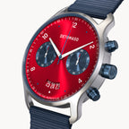 SORPASSO CHRONOGRAPH MACCHINA SILVER - Ocean Plastic Dark blue Woven - Detomaso Watches