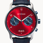 SORPASSO CHRONOGRAPH MACCHINA SILVER - Leather Blue Red Classic - Detomaso Watches
