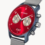 SORPASSO CHRONOGRAPH MACCHINA BLUE - Mesh Silver Brushed - Detomaso Watches