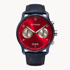 SORPASSO CHRONOGRAPH MACCHINA BLUE - Leather Blue Red Classic - Detomaso Watches