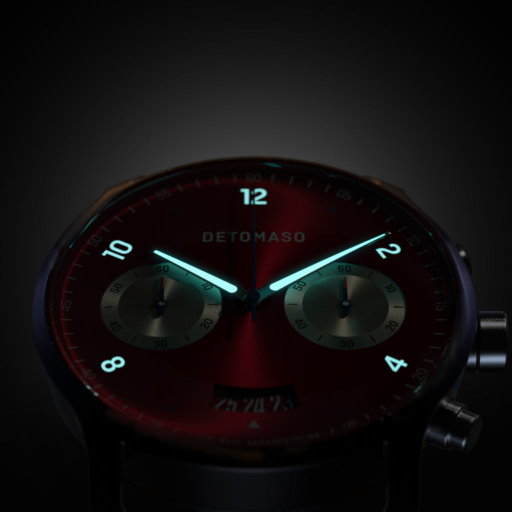 SORPASSO CHRONOGRAPH MACCHINA BLUE - Leather Blue Red Classic - Detomaso Watches