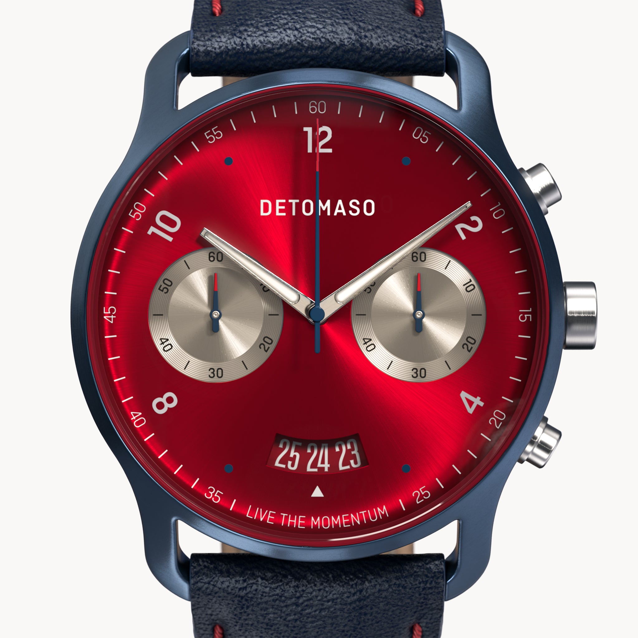 SORPASSO CHRONOGRAPH MACCHINA BLUE - Leather Blue Red Classic - Detomaso Watches