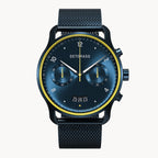SORPASSO CHRONOGRAPH VELOCITÁ BLUE YELLOW - Mesh Dark blue Brushed - Detomaso Watches