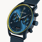 SORPASSO CHRONOGRAPH VELOCITÁ BLUE YELLOW - Mesh Dark blue Brushed - Detomaso Watches