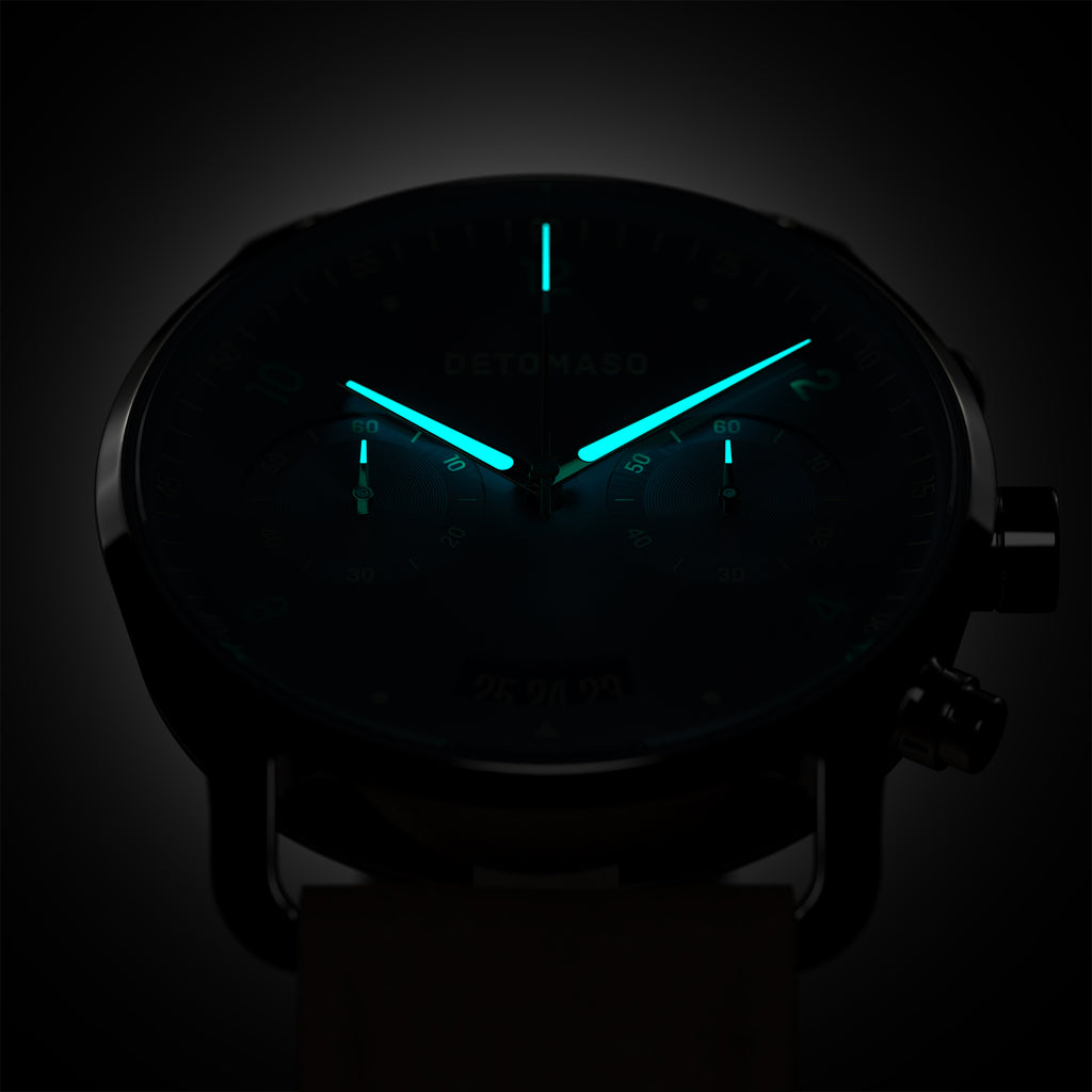 SORPASSO CHRONOGRAPH SILVER BLUE - Leather Brown Classic - Detomaso Watches