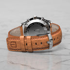 SORPASSO CHRONOGRAPH SILVER BLUE - Leather Brown Classic - Detomaso Watches