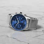 SORPASSO CHRONOGRAPH SILVER BLUE - Mesh Silver Glossy - Detomaso Watches