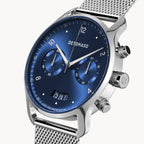 SORPASSO CHRONOGRAPH SILVER BLUE - Mesh Silver Glossy - Detomaso Watches
