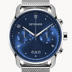 SORPASSO CHRONOGRAPH SILVER BLUE - Mesh Silver Glossy - Detomaso Watches