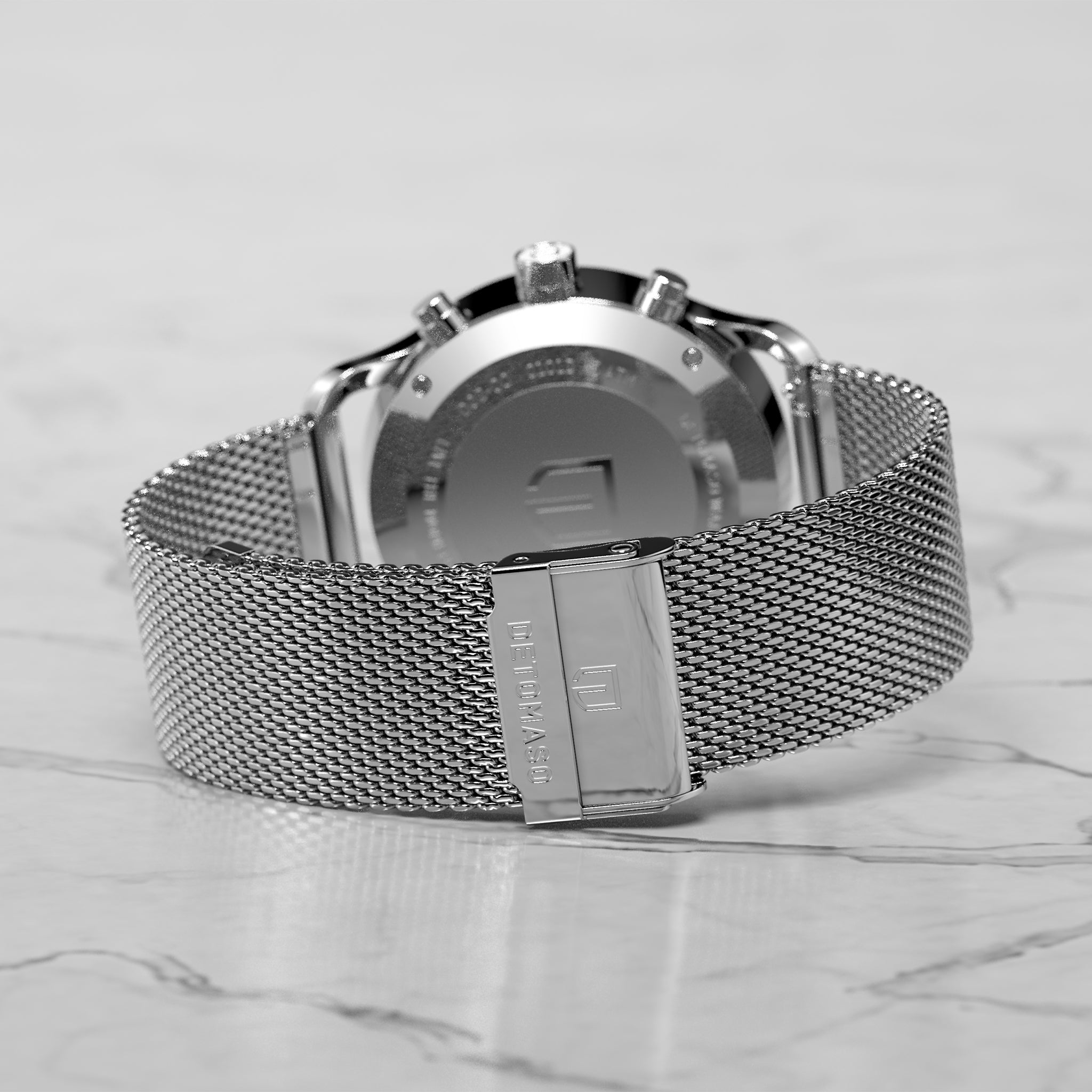 SORPASSO CHRONOGRAPH SILVER BLUE - Mesh Silver Glossy - Detomaso Watches
