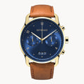 SORPASSO CHRONOGRAPH GOLD BLUE - Leather Brown Classic - Detomaso Watches