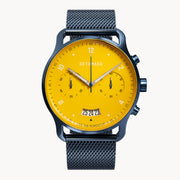 SORPASSO CHRONOGRAPH GIALLO BLU  - Mesh Dark blue Brushed - Detomaso Watches
