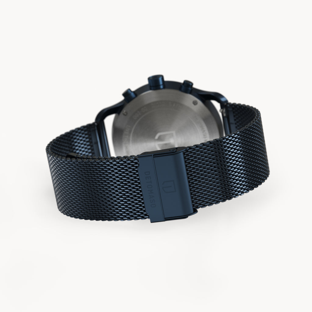 SORPASSO CHRONOGRAPH GIALLO BLU  - Mesh Dark blue Brushed - Detomaso Watches