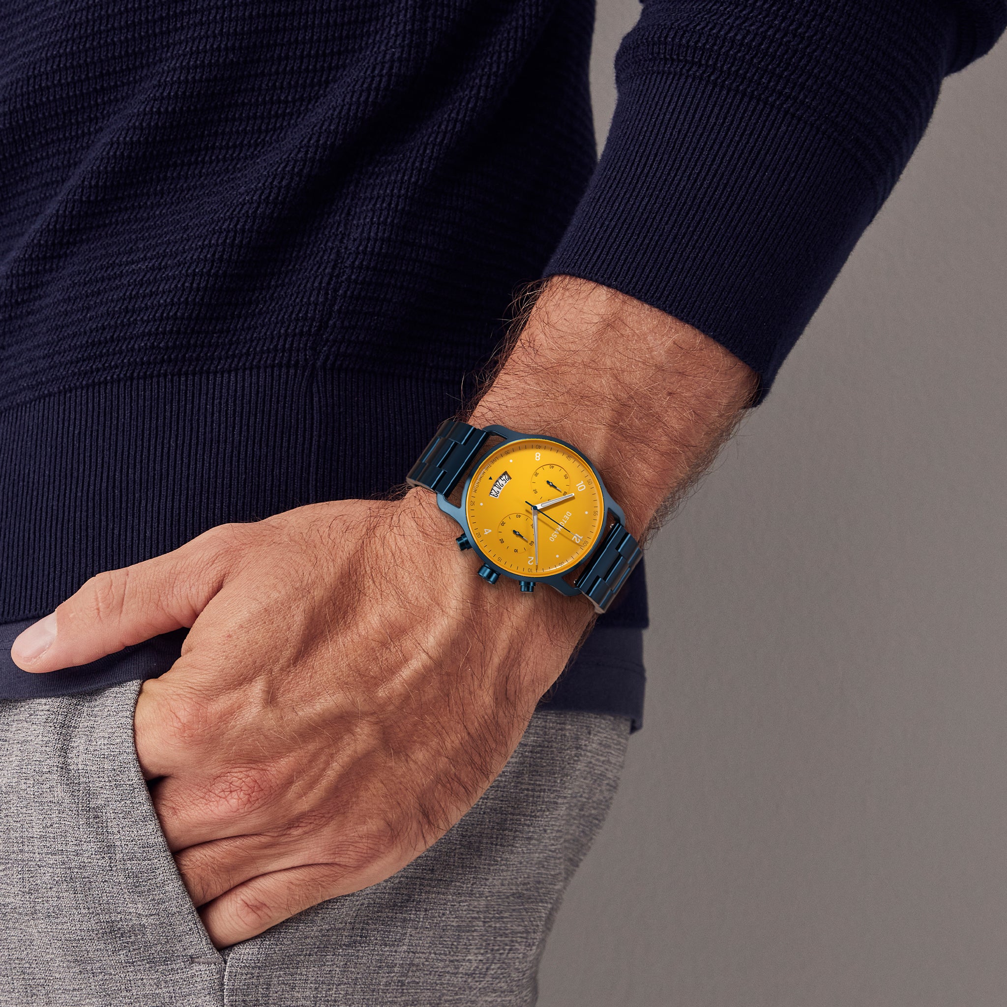 SORPASSO CHRONOGRAPH GIALLO BLU  - Stainless steel Dark blue Brushed - Detomaso Watches