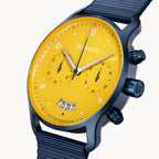 SORPASSO CHRONOGRAPH GIALLO BLU  - Ocean Plastic Dark blue Woven - Detomaso Watches