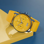 SORPASSO CHRONOGRAPH GIALLO BLU  - Ocean Plastic Yellow Woven - Detomaso Watches