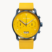 SORPASSO CHRONOGRAPH GIALLO BLU  - Ocean Plastic Yellow Woven - Detomaso Watches