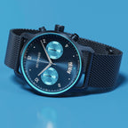 SORPASSO CHRONO BLUE ICE - Mesh Dark blue Brushed - Detomaso Watches
